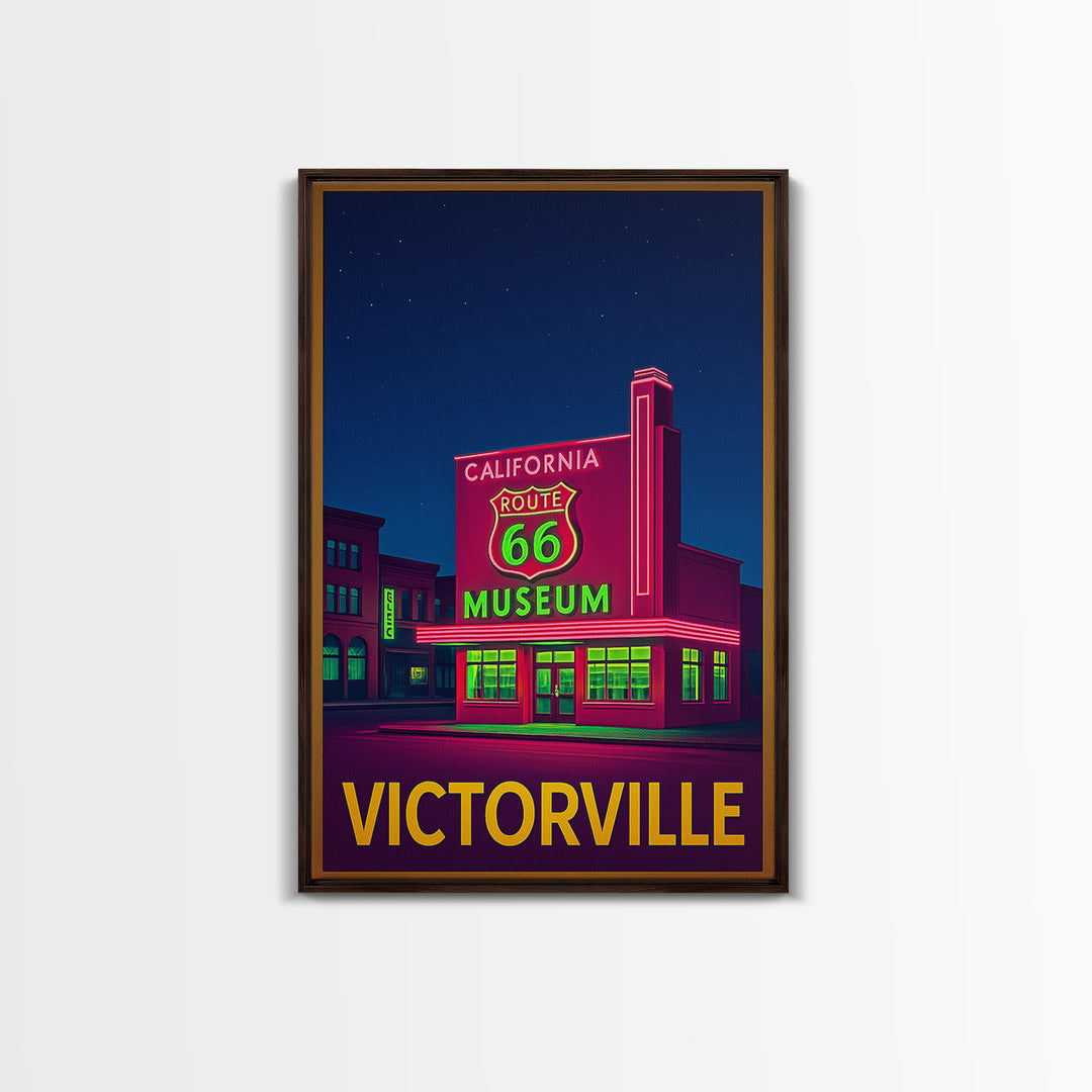 Victorville California Travel Poster, Canvas Print, Retro Neon Travel Art, Victorville City Art, Fine Art Print, Wall Decor, Travel Art
