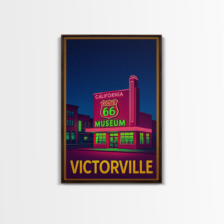 Victorville California Travel Poster, Canvas Print, Retro Neon Travel Art, Victorville City Art, Fine Art Print, Wall Decor, Travel Art