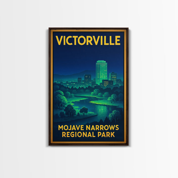 Victorville Travel Poster, Framed Canvas Print, Cyberpunk Style City Art, Victorville Wall Art, Eclectic Wall Decor, Wanderlust Decor