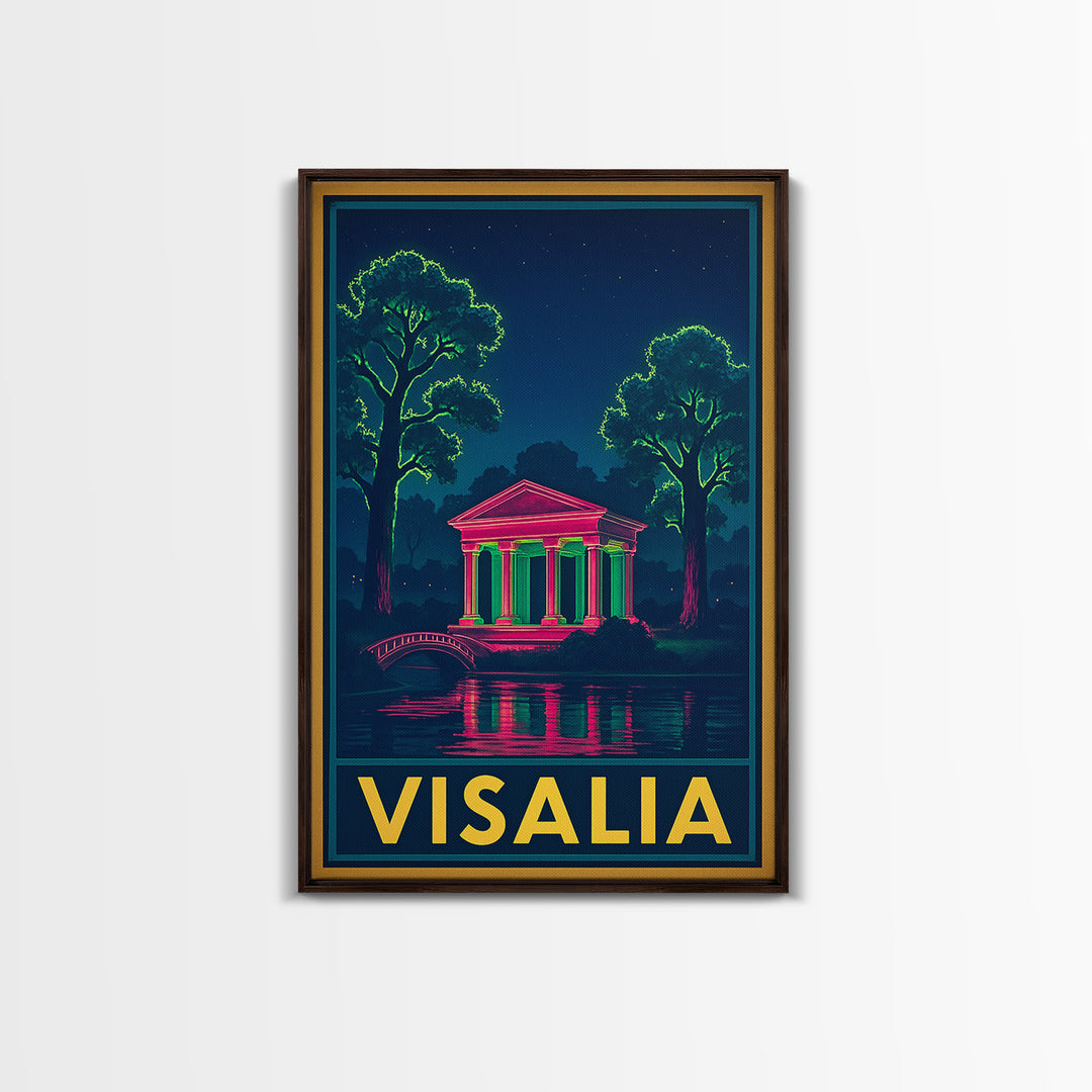 Visalia California Travel Poster, Canvas Print, Cyberpunk Style City Art, Visalia Wall Art, Home Office Decor, Travel Art Print, Wall Art