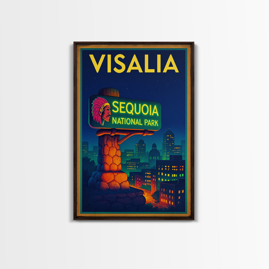 Visalia Travel Poster, Canvas Print, Cyberpunk Style City Art, Visalia Wall Art, City Travel Prints, Home Office Decor, City Art Print