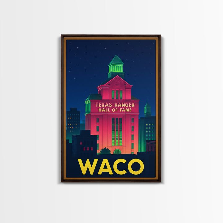Waco Texas Travel Poster, Canvas Print, Cyberpunk Style City Art, Waco Travel Art, Travel Wall Art, City Art Print, Home Office Decor