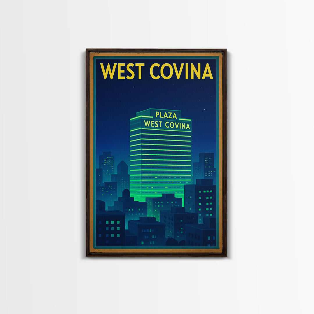 West Covina Travel Poster, Canvas Print, Cyberpunk Style City Art, West Covina City Art, Travel Poster Set, Travel Wall Art, Poster Print