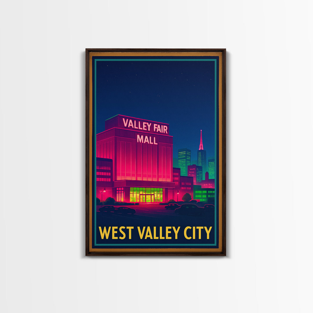 West Valley City Utah Travel Poster, Canvas Print, Cyberpunk Style City Art, West Valley City Poster Print, Poster Art, Travel Wall Art