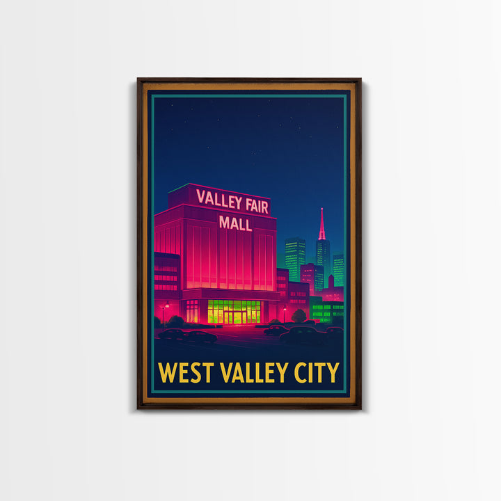West Valley City Utah Travel Poster, Canvas Print, Cyberpunk Style City Art, West Valley City Poster Print, Poster Art, Travel Wall Art