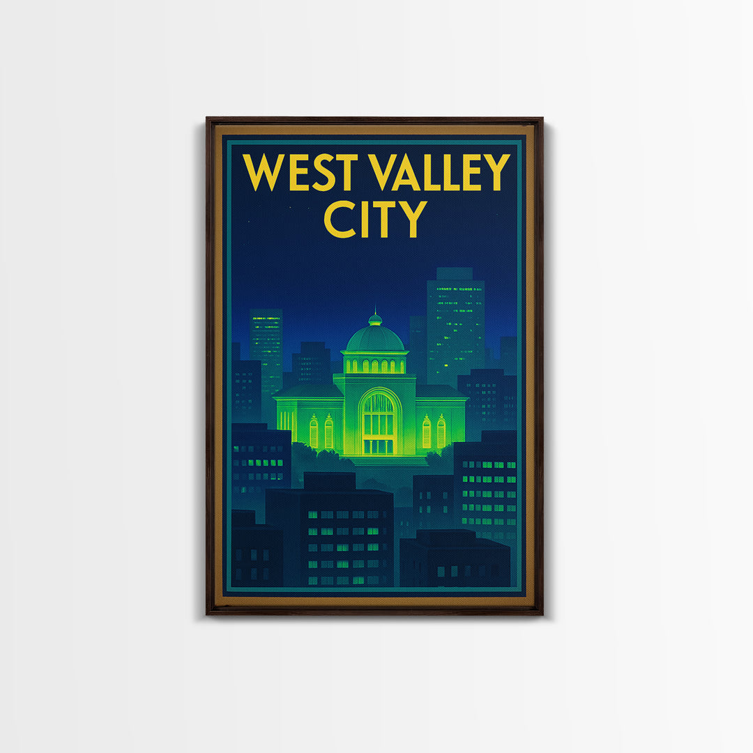 West Valley City Travel Poster, Canvas Print, Cyberpunk Style City Art, West Valley City City Art, Travel Poster Set, Eclectic Wall Decor