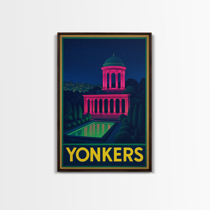 Yonkers New York Travel Poster, Canvas Print, Neon Skyline Art Wall Art, Yonkers City Art, Poster Art, Fine Art Print, Vintage Travel Art