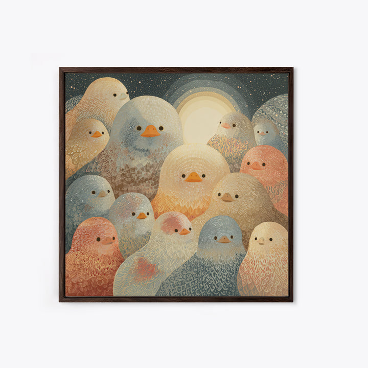 Ducklings Following a Mother Duck Canvas Print, Nursery Art, Playroom Wall Decor, Nursery Decor, Nursery, Modern Decor, NUR-1x1-14