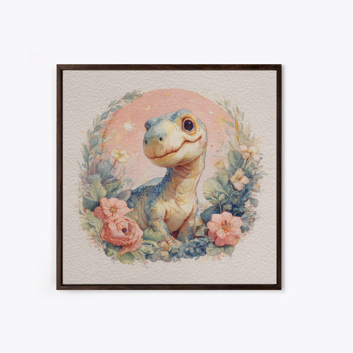 Tiny Dinosaur with Friendly Expression Canvas Print, Nursery Art, Nursery Prints, Nursery Decor, Oil Painting, Nursery, NUR-1x1-15