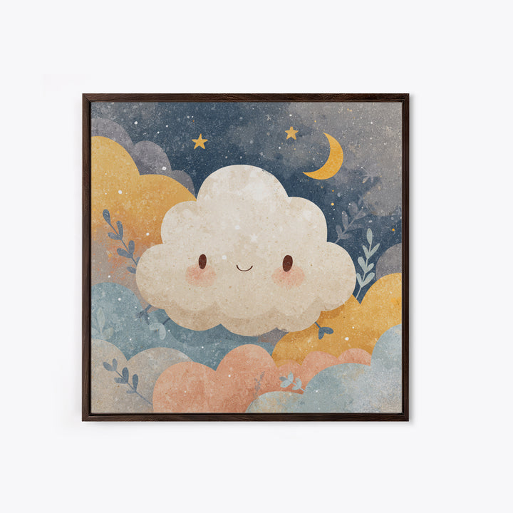 Moon and Stars Framed Canvas Print, Nursery Art, Girl Nursery Decor, Nursery Decor, Fine Art, Nursery, Kids Room Art, NUR-1x1-27