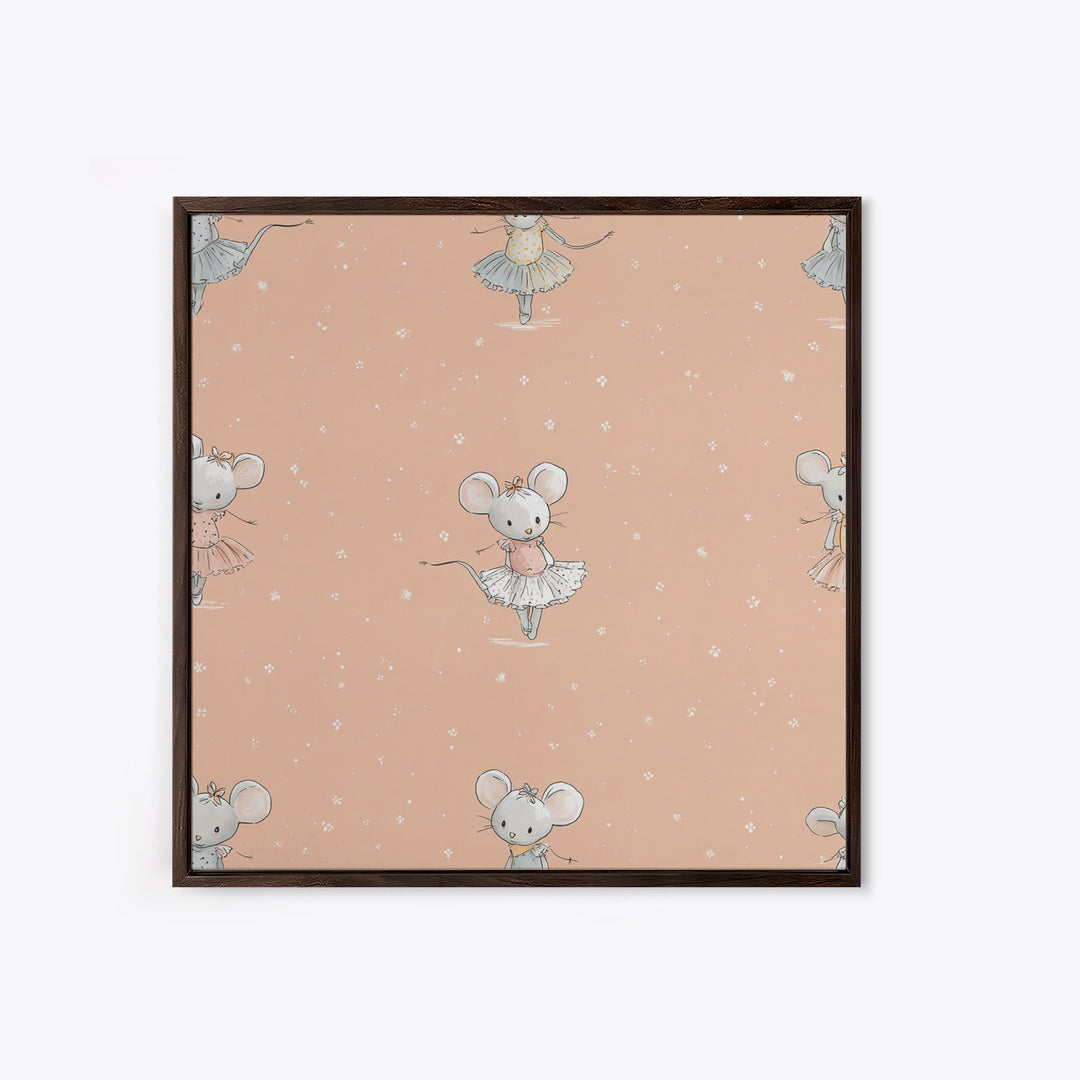Ballet Mouse in Storybook Style Framed Canvas Print, Nursery Art, Nursery Wall Decor, Nursery Decor, Fine Art, Nursery, NUR-1x1-44