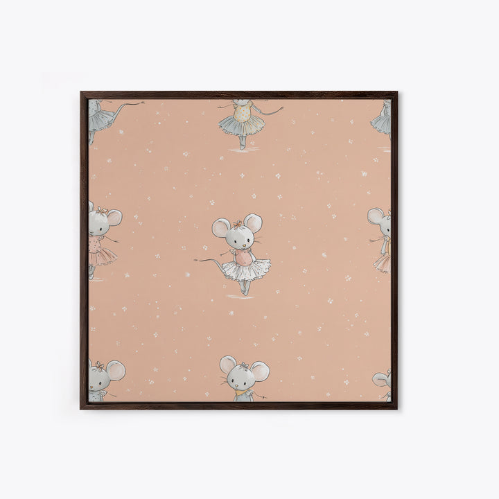 Ballet Mouse in Storybook Style Framed Canvas Print, Nursery Art, Nursery Wall Decor, Nursery Decor, Fine Art, Nursery, NUR-1x1-44