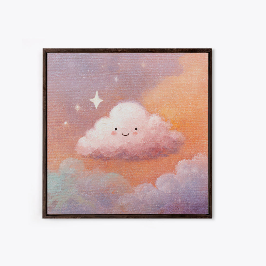 Moon and Stars Framed Canvas Print, Nursery Art, Dinosaur Wall Art, Nursery Decor, Oil Painting, Nursery, Room Decor, NUR-1x1-51