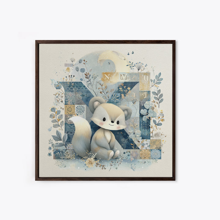 Animal Alphabet Scene Without Readable Letters Framed Canvas Print, Nursery Art, Fine Art Print, Nursery Decor, Nursery, NUR-1x1-83