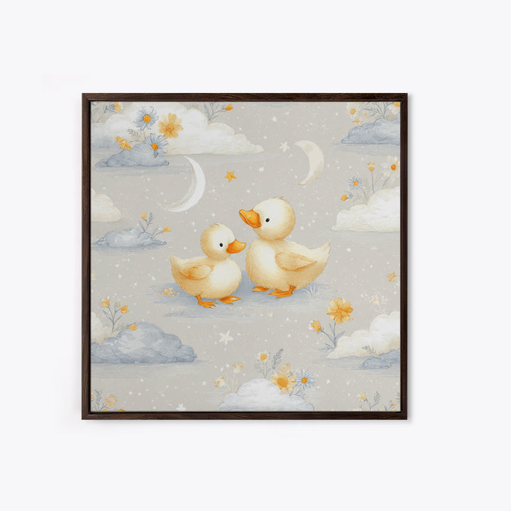 Ducklings Following a Mother Duck Canvas Print, Nursery Art, Neutral Decor, Nursery Decor, Fine Art, Nursery, Wall Decor, NUR-1x1-86