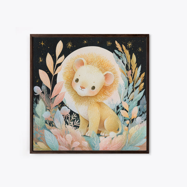 Lion Cub with Soft Golden Mane Canvas Print, Nursery Art, Woodland Nursery Art, Nursery Decor, Fine Art, Nursery, NUR-1x1-9