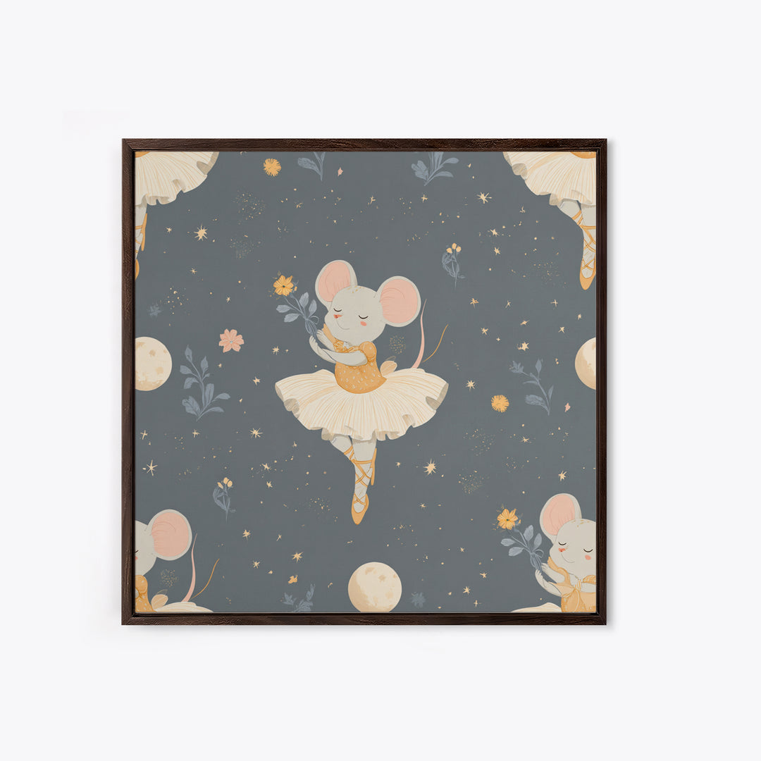 Ballet Mouse in Storybook Style Canvas Print, Nursery Art, Kids Room Art, Nursery Decor, Fine Art, Nursery, Textured Painting, NUR-1x1-92