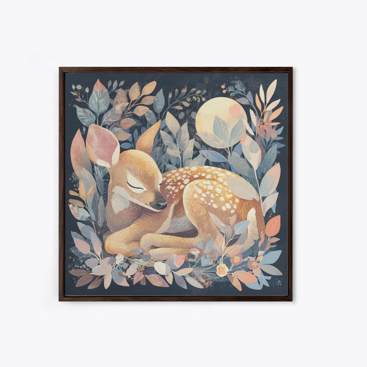 Deer Fawn Sleeping Canvas Print, Nursery Art, Gallery Decor, Nursery Decor, Fine Art, Nursery, Wall Art, Wall Decor, Art Print, NUR-1x1-95
