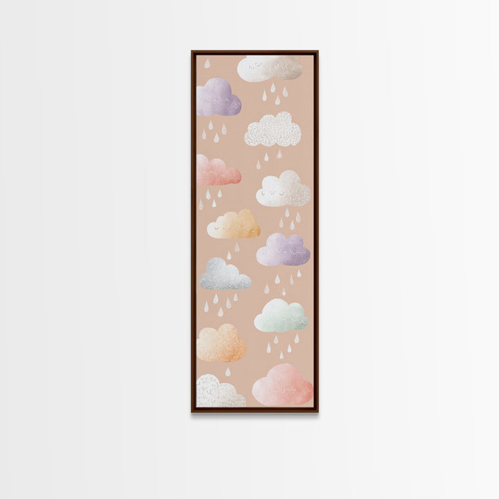 Clouds and Raindrops Canvas Print, Nursery Art, Woodland Nursery, Nursery Decor, Nursery, Gallery Decor, Neutral Decor, NUR-1x3-10