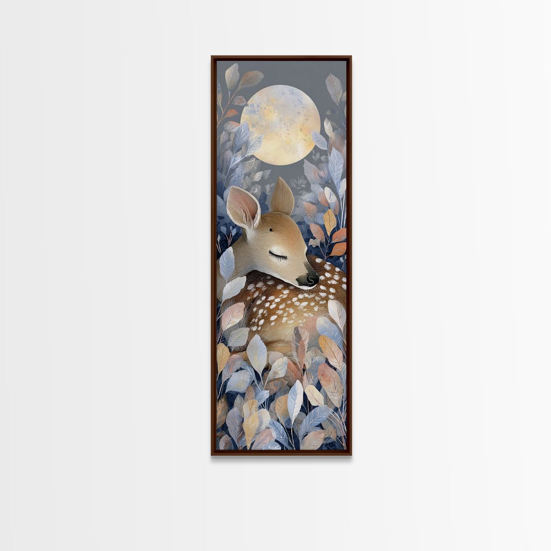 Deer Fawn Sleeping Canvas Print, Nursery Art, Nursery Prints, Nursery Decor, Nursery, Kids Wall Decor, Kids Room Wall Art, NUR-1x3-11