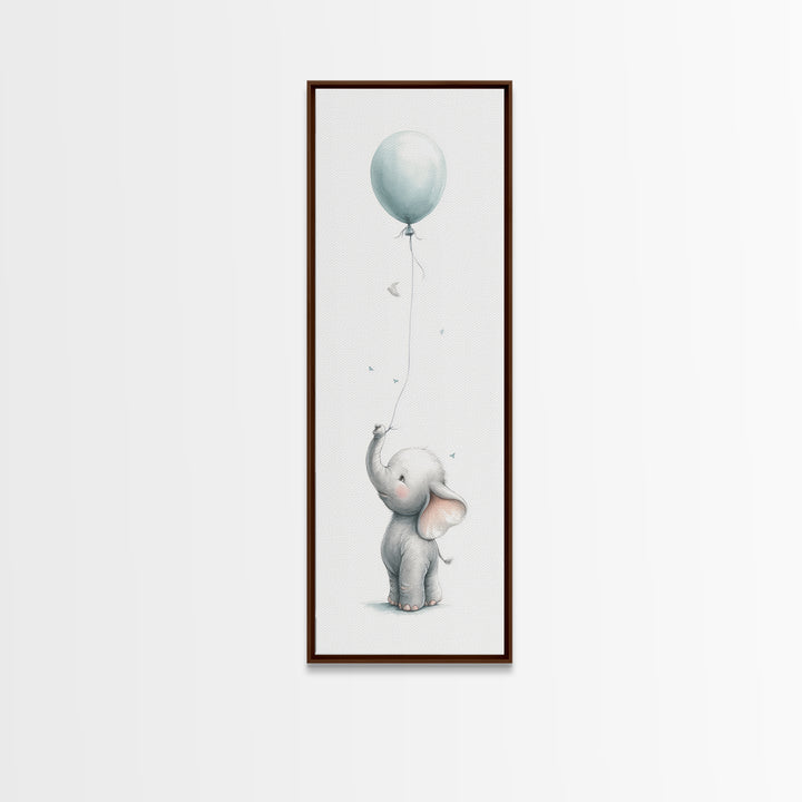 Sleepy Baby Elephant Holding a Tiny Balloon Canvas Print, Nursery Art, Fine Art Print, Nursery Decor, Fine Art, Nursery, NUR-1x3-13
