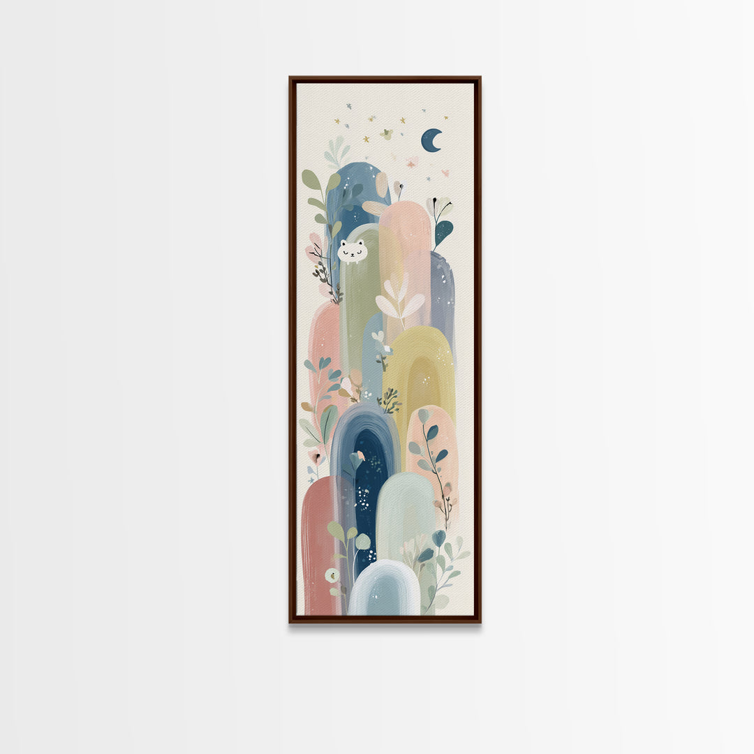 Rainbow Arch with Muted Nursery Colors Framed Canvas Print, Nursery Art, Art Print, Nursery Decor, Fine Art, Nursery, NUR-1x3-19