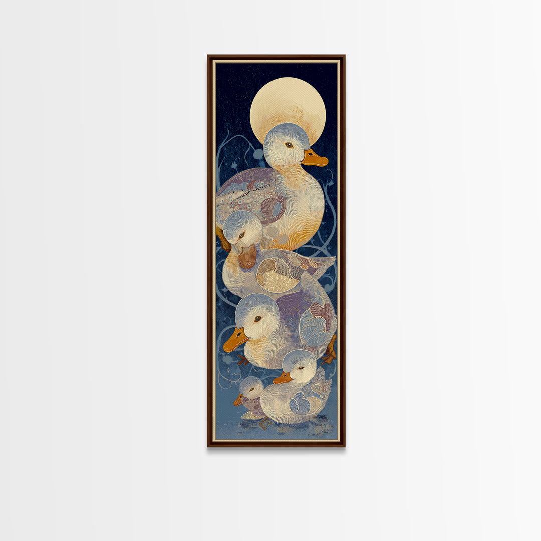 Ducklings Following a Mother Duck Canvas Print, Nursery Art, Playroom Wall Art, Nursery Decor, Nursery, Statement Artwork, NUR-1x3-2
