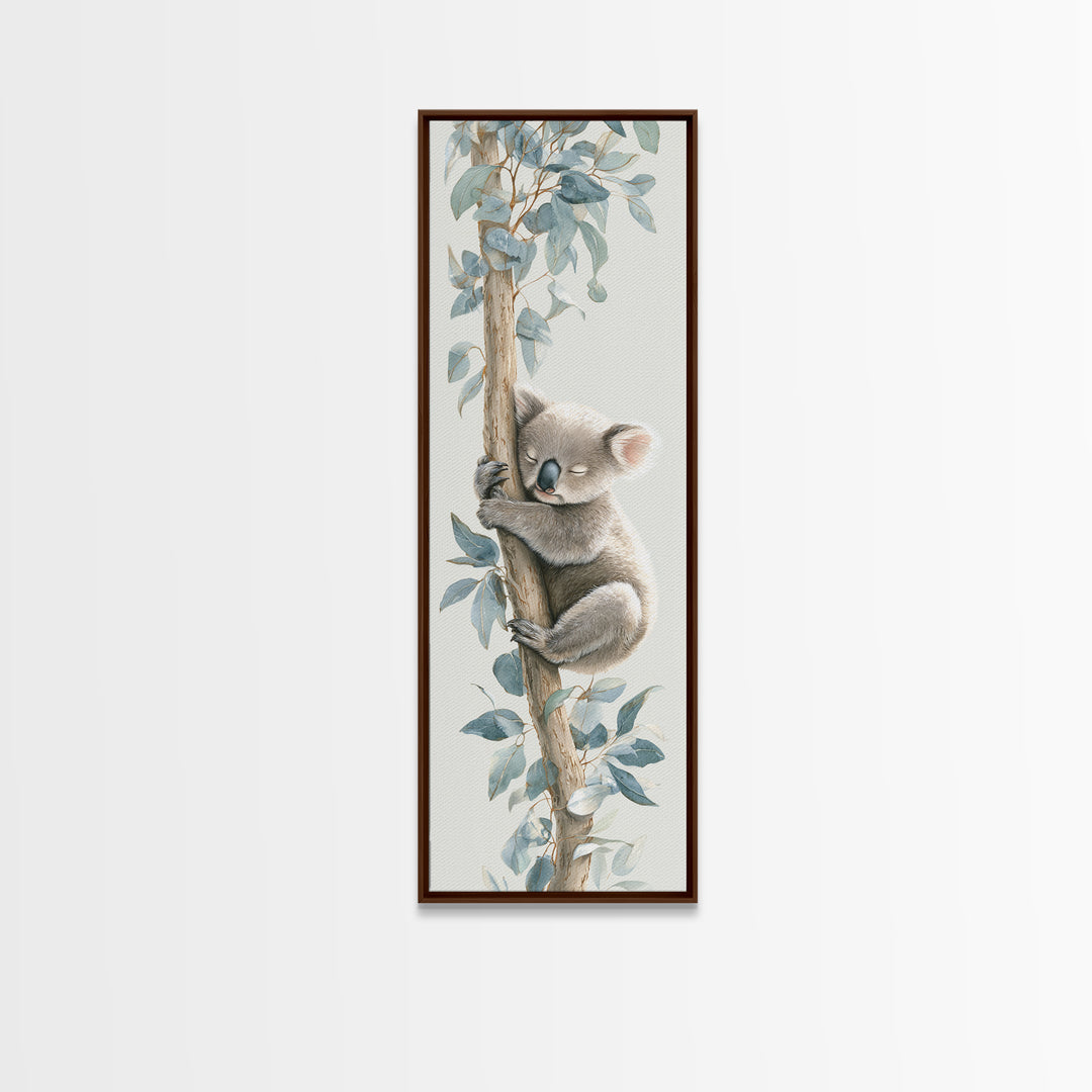 Sleeping Koala on Eucalyptus Branch Canvas Print, Nursery Art, Digital Art, Nursery Decor, Watercolor Art, Nursery, NUR-1x3-25