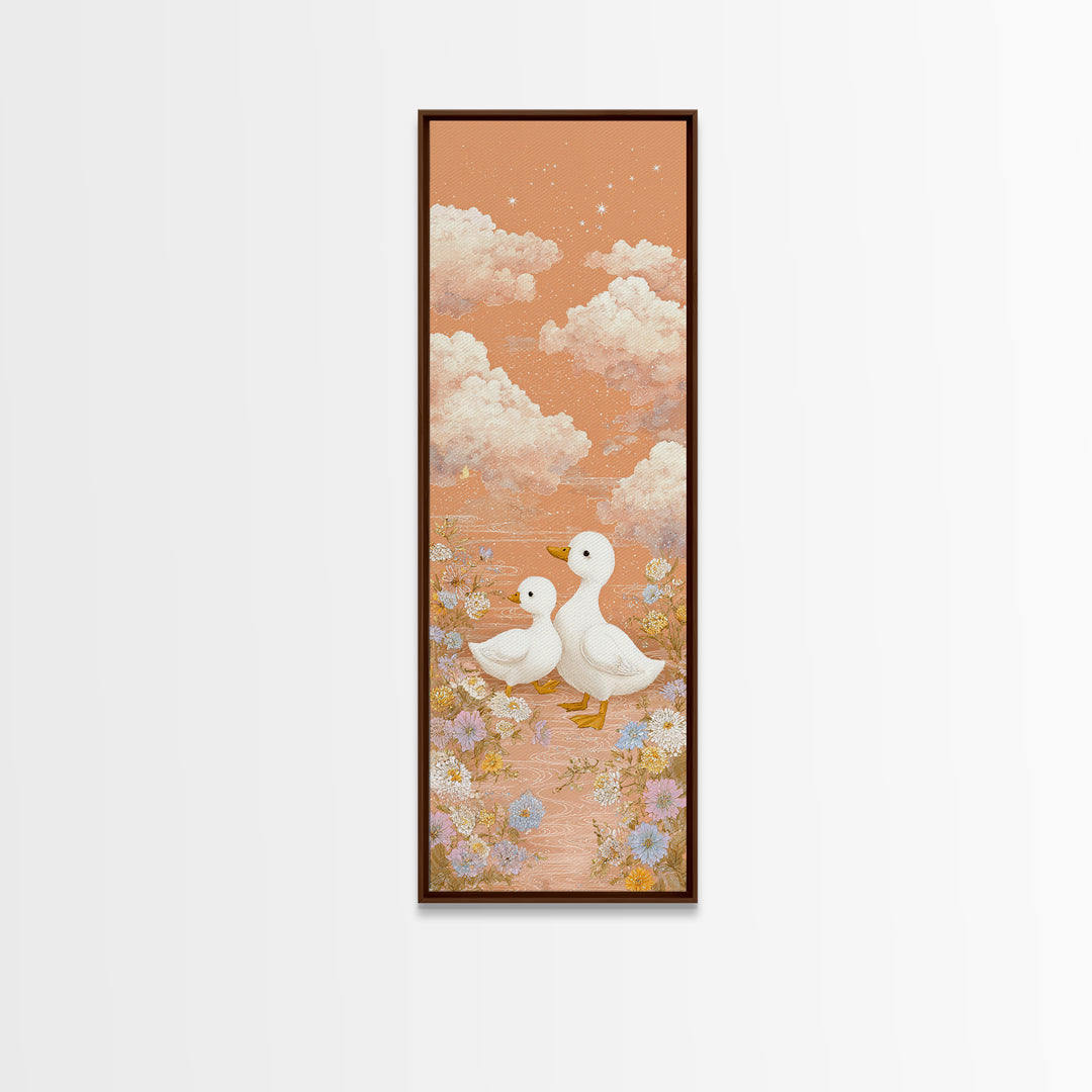 Ducklings Following a Mother Duck Canvas Print, Nursery Art, Playroom Wall Art, Nursery Decor, Nursery, Statement Artwork, NUR-1x3-26