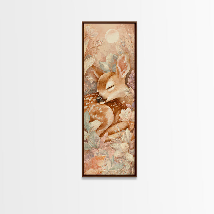 Deer Fawn Sleeping Canvas Print, Nursery Art, Wall Art, Nursery Decor, Fine Art, Nursery, Nursery Prints, Playroom Decor, NUR-1x3-35
