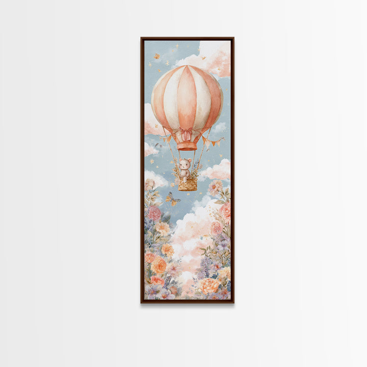Floating Hot Air Balloon Canvas Print, Nursery Art, Wall Art, Nursery Decor, Watercolor Art, Nursery, Nursery Prints, NUR-1x3-48