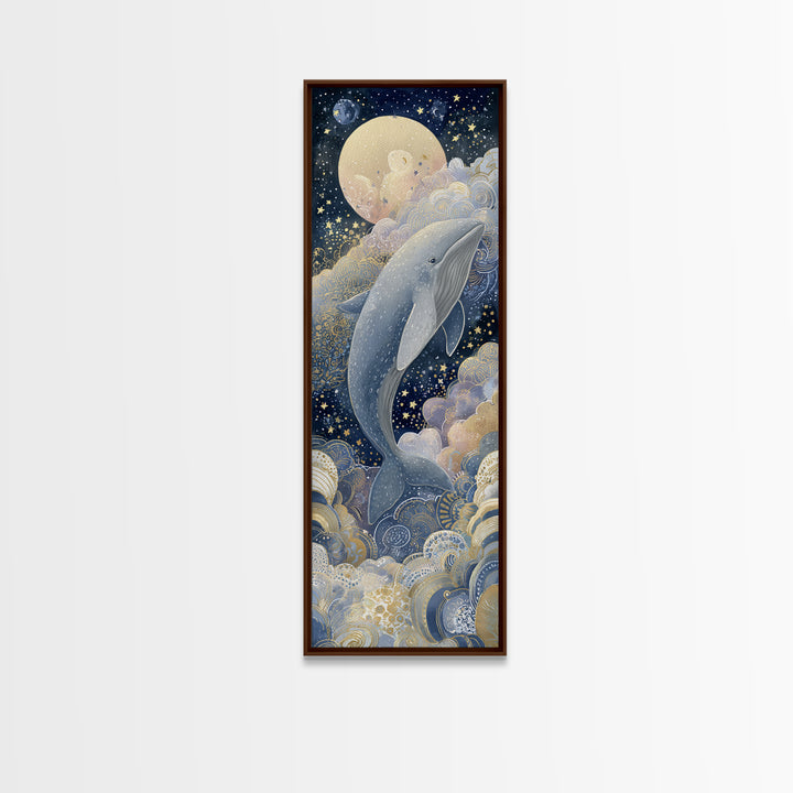 Whale and Tiny Stars Canvas Print, Nursery Art, Nursery Wall Decor, Nursery Decor, Fine Art, Nursery, Playroom Wall Art, NUR-1x3-68