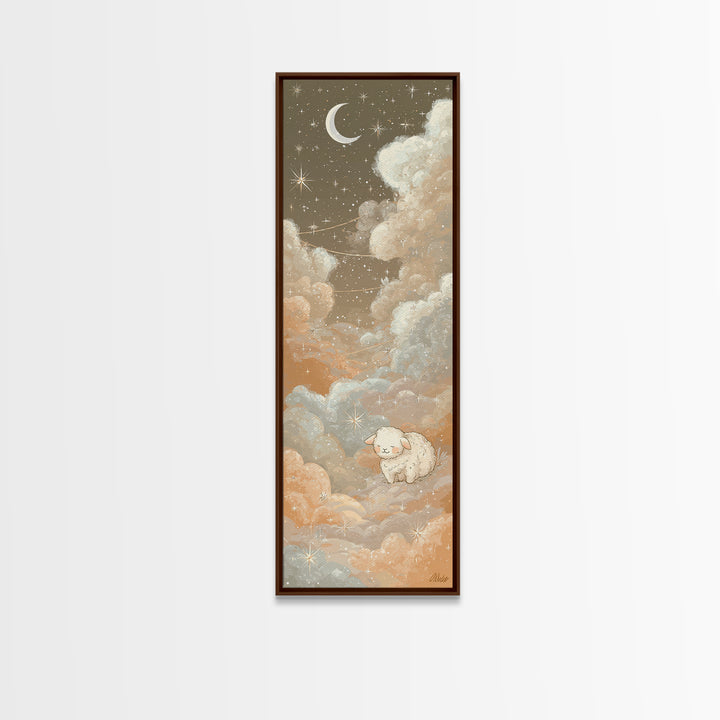 Little Lamb under a Starry Sky Canvas Print, Nursery Art, Contemporary Art, Nursery Decor, Fine Art, Nursery, Nursery Prints, NUR-1x3-7
