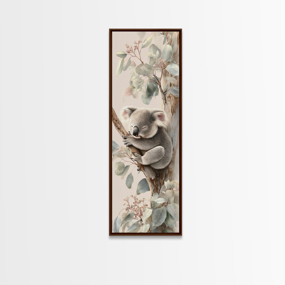 Sleeping Koala on Eucalyptus Branch Canvas Print, Nursery Art, Wall Hangings, Nursery Decor, Oil Painting, Nursery, NUR-1x3-73