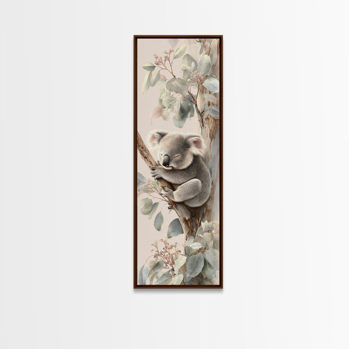 Sleeping Koala on Eucalyptus Branch Canvas Print, Nursery Art, Wall Hangings, Nursery Decor, Oil Painting, Nursery, NUR-1x3-73