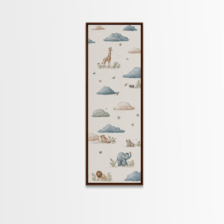 Pastel Jungle Animals Canvas Print, Nursery Art, Whimsical Wall Art, Nursery Decor, Fine Art, Nursery, Minimalist Decor, NUR-1x3-78