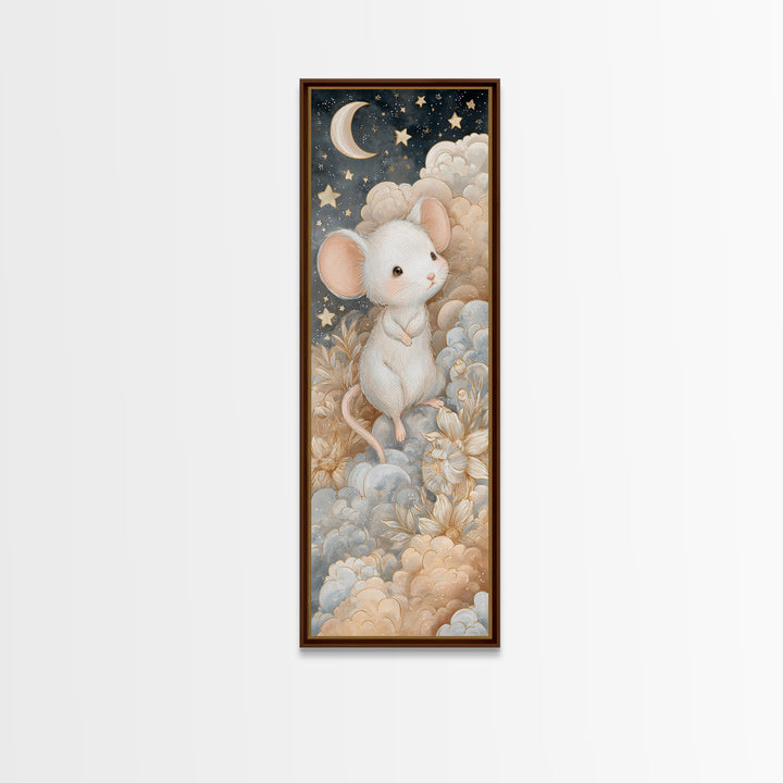 Ballet Mouse in Storybook Style Framed Canvas Print, Nursery Art, Fine Art Print, Nursery Decor, Fine Art, Nursery, Digital Art, NUR-1x3-8