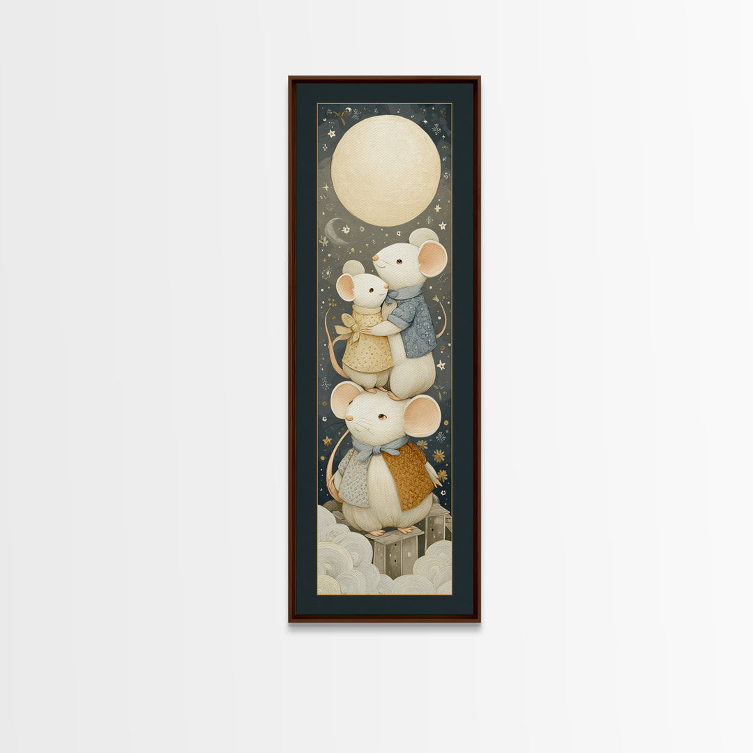 Ballet Mouse in Storybook Style Framed Canvas Print, Nursery Art, Playroom Decor, Nursery Decor, Nursery, Kids Room Wall Art, NUR-1x3-80