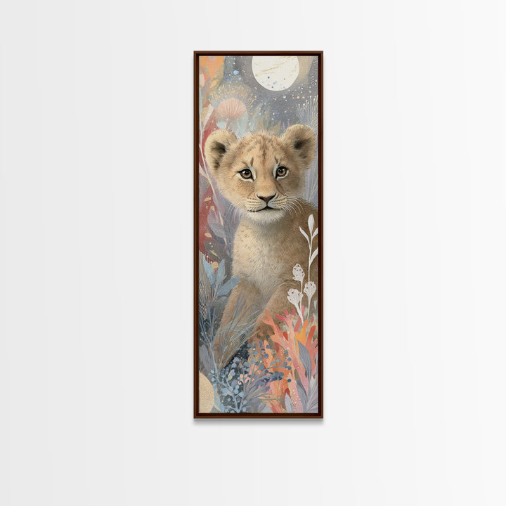 Lion Cub with Soft Golden Mane Canvas Print, Nursery Art, Minimalist Decor, Nursery Decor, Nursery, Nursery Wall Decor, NUR-1x3-93