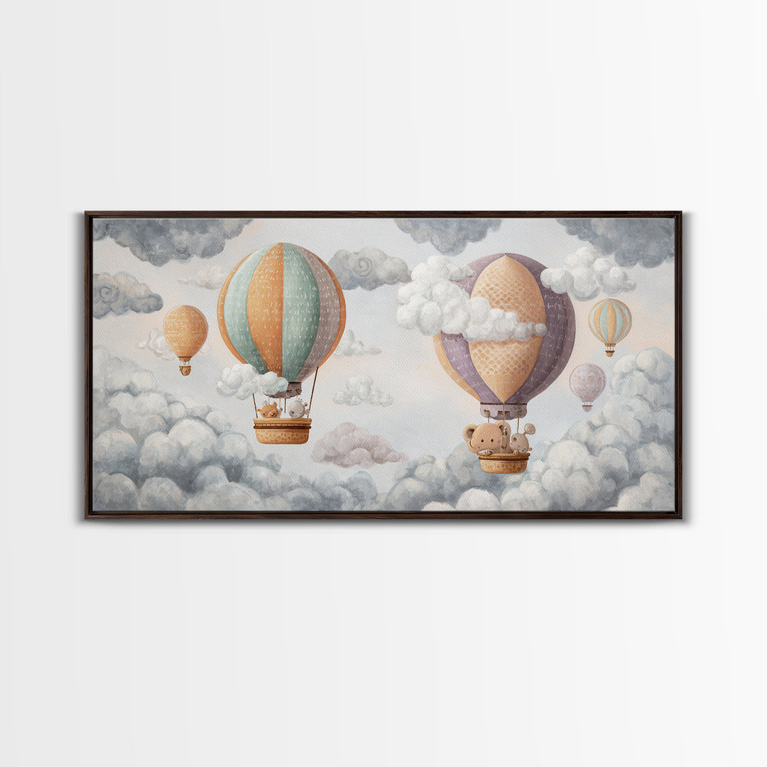 Floating Hot Air Balloon Canvas Print, Nursery Art, Contemporary Art, Nursery Decor, Oil Painting, Nursery, Nursery Prints, NUR-2x1-32