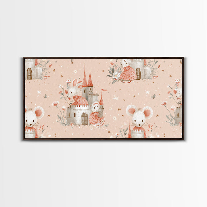 Ballet Mouse in Storybook Style Framed Canvas Print, Nursery Art, Nursery Prints, Nursery Decor, Nursery, Kids Wall Decor, NUR-2x1-88