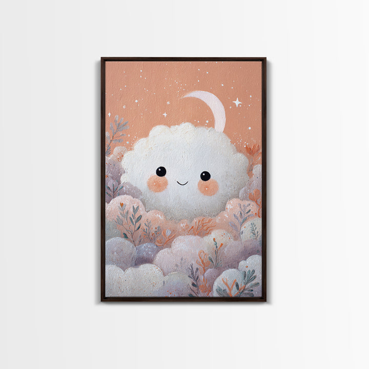 Moon and Stars Canvas Print, Nursery Art, Whimsical Wall Art, Nursery Decor, Abstract Art, Nursery, Minimalist Decor, NUR-2x3-11