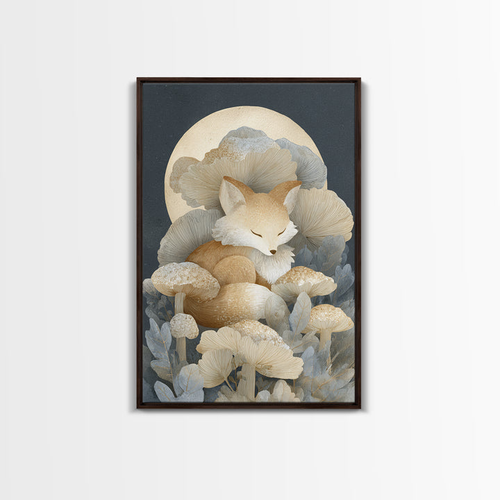 Woodland Fox Tucked Framed Canvas Print, Nursery Art, Minimalist Decor, Nursery Decor, Oil Painting, Nursery, NUR-2x3-12