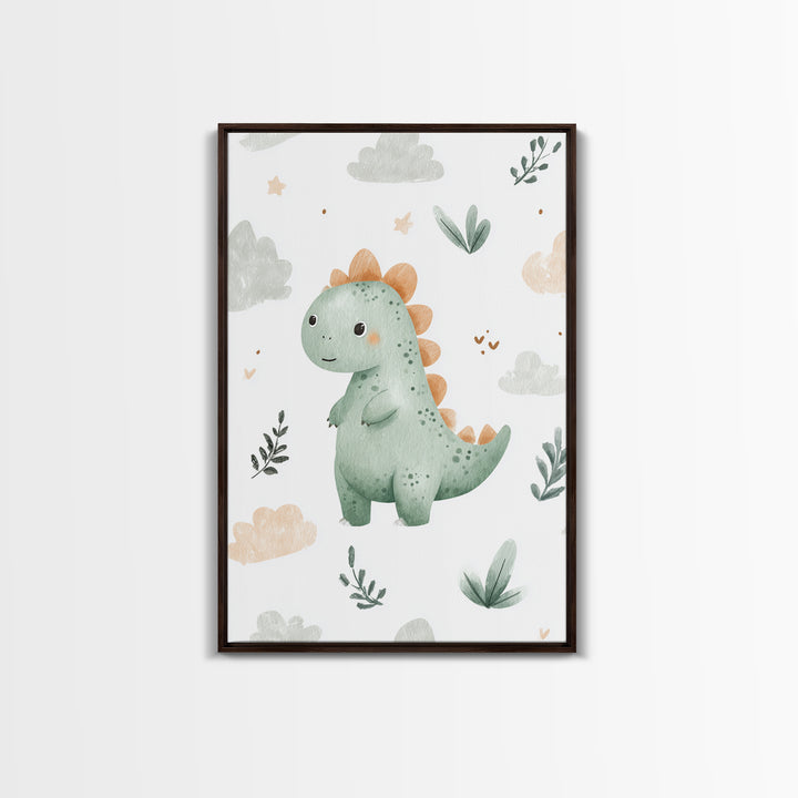 Tiny Dinosaur with Friendly Expression Canvas Print, Nursery Art, Luxury Decor, Nursery Decor, Nursery, Nursery Wall Art, NUR-2x3-23