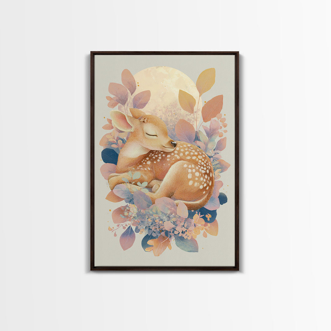 Deer Fawn Sleeping Canvas Print, Nursery Art, Fine Art Print, Nursery Decor, Fine Art, Nursery, Digital Art, Printable Wall Art, NUR-2x3-31
