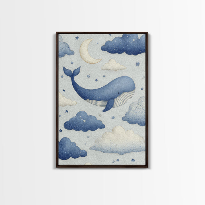 Whale and Tiny Stars Canvas Print, Nursery Art, Modern Decor, Nursery Decor, Fine Art, Nursery, Art Print, Digital Art, NUR-2x3-40