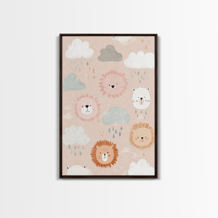 Clouds and Raindrops Canvas Print, Nursery Art, Minimalist Decor, Nursery Decor, Fine Art, Nursery, Nursery Wall Decor, NUR-2x3-54
