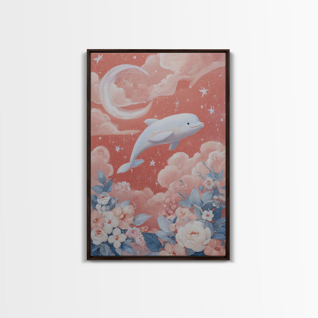 Friendly Ocean Creatures Framed Canvas Print, Nursery Art, Gallery Decor, Nursery Decor, Fine Art, Nursery, Wall Art, NUR-2x3-56