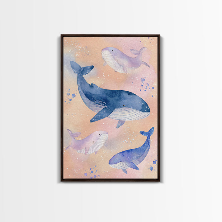 Whale and Tiny Stars Framed Canvas Print, Nursery Art, Room Decor, Nursery Decor, Nursery, Printable Art, Wall Art Print, NUR-2x3-64