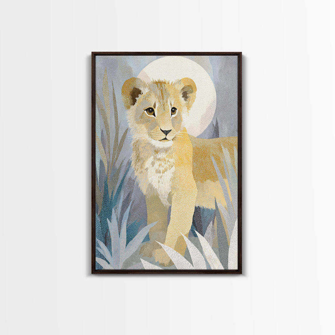 Lion Cub with Soft Golden Mane Canvas Print, Nursery Art, Wall Art Print, Nursery Decor, Fine Art, Nursery, Baby Girl Nursery, NUR-2x3-65